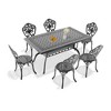 7-Piece Patio Set: Rectangle Table & 6 Chairs - Cast Aluminum, All-Weather & Adjustable Legs for Balcony/Backyard - 3 of 4