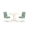East West Furniture 3 Piece Mid Century Modern Dining Table Set Includes A Wood Table & 2 Willow Green Faux Leather Mid Century Modern Chairs,  White - 2 of 4