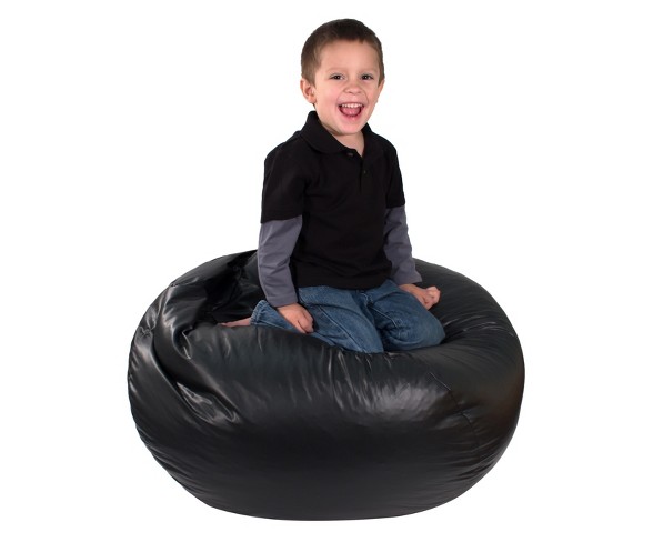 Medium Vinyl Bean Bag Chair - Black - Gold Medal