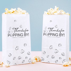 Big Dot of Happiness Thanks for Popping By Popcorn Bags, Party Favor Snack Treats, Free-Standing Individual White Paper Bags - 25 Count - 1 of 4
