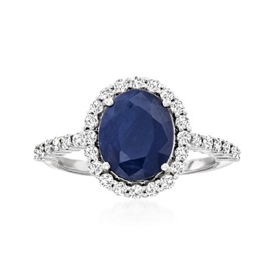 Ross-Simons 3.30 Carat Sapphire and .56 ct. t.w. Diamond Ring in 14kt White Gold