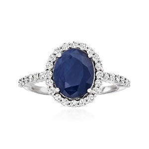 Ross-Simons 3.30 Carat Sapphire and .56 ct. t.w. Diamond Ring in 14kt White Gold - 1 of 4