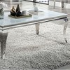 Glam Contemporary 1pc Coffee Table White Glass Top Silver Color Table Living Room Stainless Steel Cabriole-Style Legs - 3 of 4