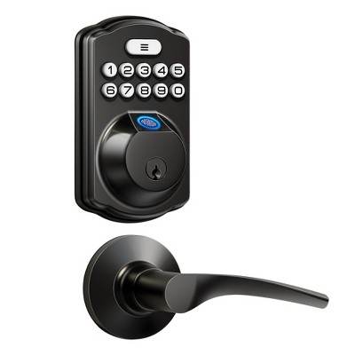 Itopfox Fingerprint Door Lock with Keyless Entry, Electronic Keypad Deadbolt, Digital Smart Code & Front Handle Sets, Auto-Locking, Easy Install