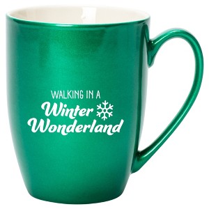 Elanze Designs Walking In A Winter Wonderland Emerald Green 10 ounce New Bone China Coffee Cup Mug - 1 of 4