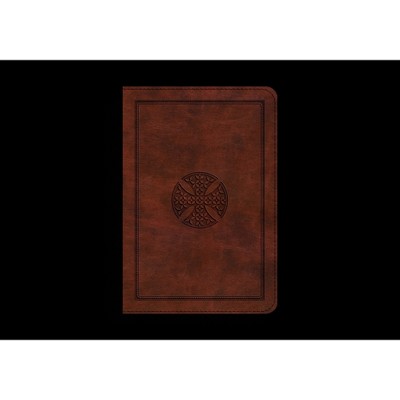 ESV Large Print Compact Bible (Trutone, Brown, Mosaic Cross Design) - (Leather Bound)