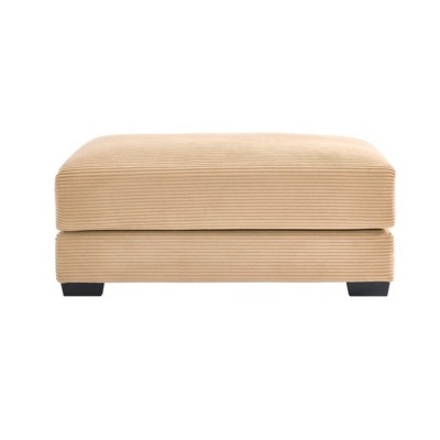 PAGED Corduroy Fabric Wooden Ottoman, Modern Sectional Sofa Footstool Module with Sponge Seat Cushion, Vanity Chair for Living Room, Bedroom