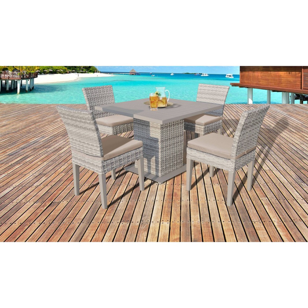Fairmont 5pc Patio Dining Set with Cushions – Wheat – TK Classics  – For the Patio​