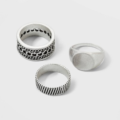 Textured Ring Set 3pc - Universal Thread™ Dark Silver