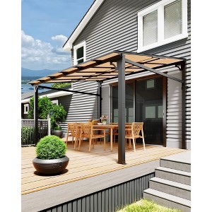 Wall Mounted Hardtop Gazebo – Lean-to Aluminum Frame with Polycarbonate Roof, Ideal for Outdoor Patio, Lawn, Deck, and Parties - 1 of 4