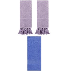 REGALWOVEN 3 Packs Solid Textured and Tassels Soft Absorbent Bathroom Hand Towel for Home Decor - 1 of 4