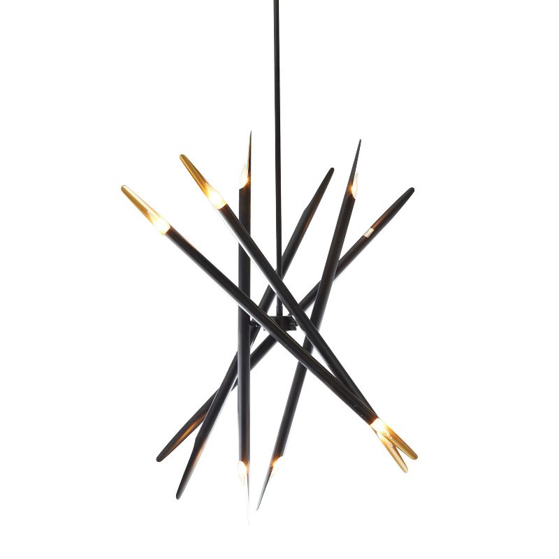 62&#34; x 8&#34; Contemporary Metal Abstract Chandelier Black - Olivia &#38; May, 3 of 8