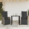 vidaXL 5 Piece Patio Dining Set with Cushions Gray Poly Rattan - 31.5" Table Length Round Leg 2 Items - 2 of 4