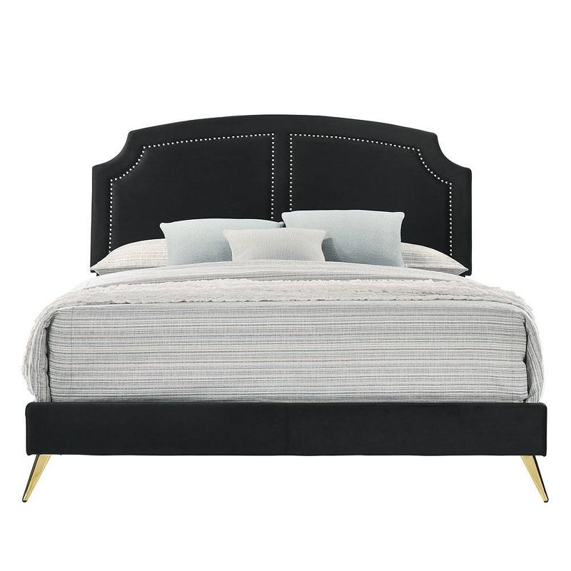 Zeena 86&#34; Queen Bed Black Velvet - Acme Furniture, 6 of 7