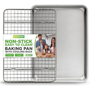 NutriChef Nonstick Cookie Sheet Baking Pan with Cooling Rack (NCSSM75.5) - 1 of 4