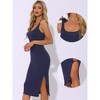 Allegra K Women's Scoop Neck Sleeveless Knit Slit Bodycon Midi Ribbed Dress - 2 of 4