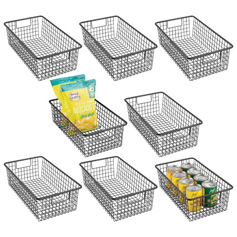 MDesign Metal Wire Food Organizer Basket with Built-In Handles