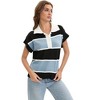 INSPIRE CHIC Women's Short Sleeve Turndown Collar Button Down Striped Pullover Tank Tops - 3 of 4