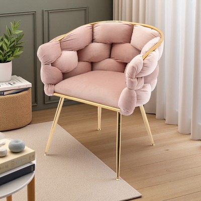 28.7" Velvet Modern Single Accent Chair with Gold Metal Legs and Cotton Cushion