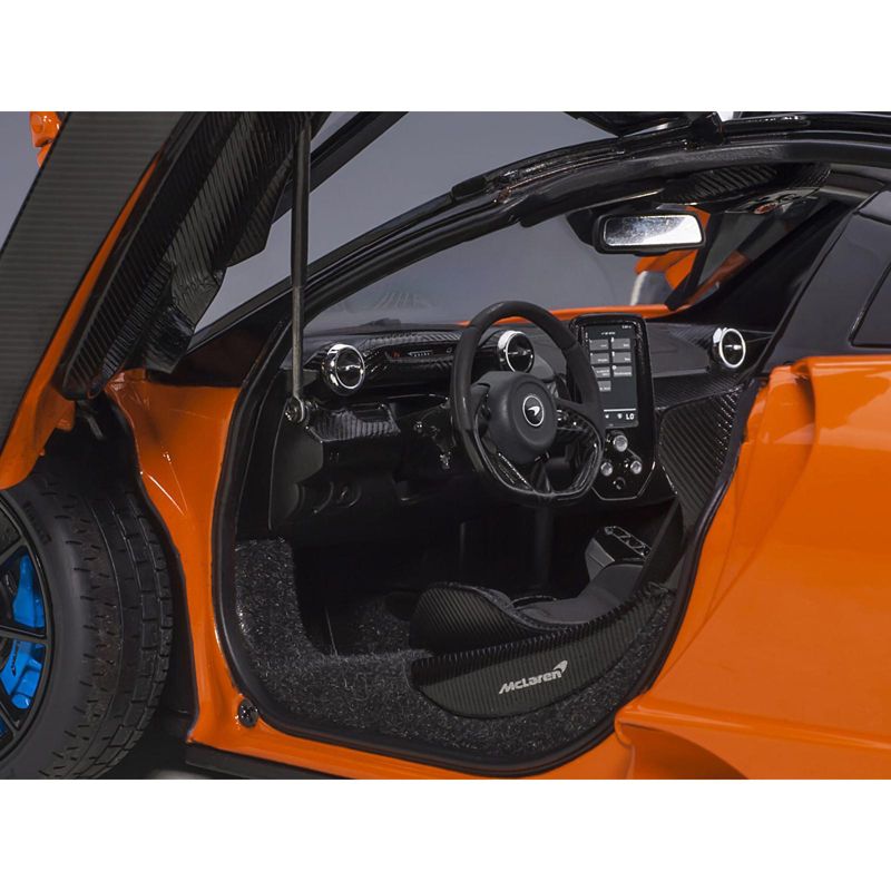 McLaren Senna Trophy Mira Orange and Black with Carbon Accents 1/18 Model Car by Autoart, 3 of 7