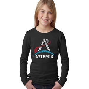 LA Pop Art NASA Artemis Logo - Girl's Word Art Long Sleeve T-Shirt - 1 of 4