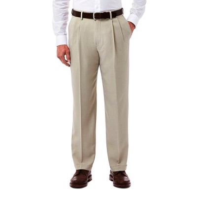 Haggar Men's E-clo™ Stria Classic Fit Pleated Front Dress Pant 32 X 32 ...