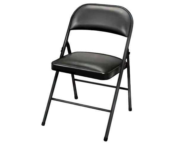 4pk Vinyl Padded Folding Chair Black - Plastic Dev Group