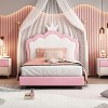 KTMBDW Twin/Full Bed Frames with PU Upholstered Headboard, Princess Platform Bed Frame with Headboard, No Box Spring Needed - 2 of 4