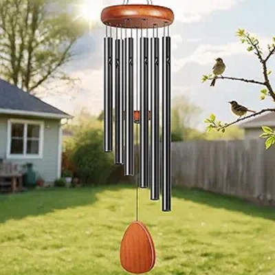 Ridstar Outdoor Hanging Metal Wind Chime for Patio, Porch & Garden Decor-Black