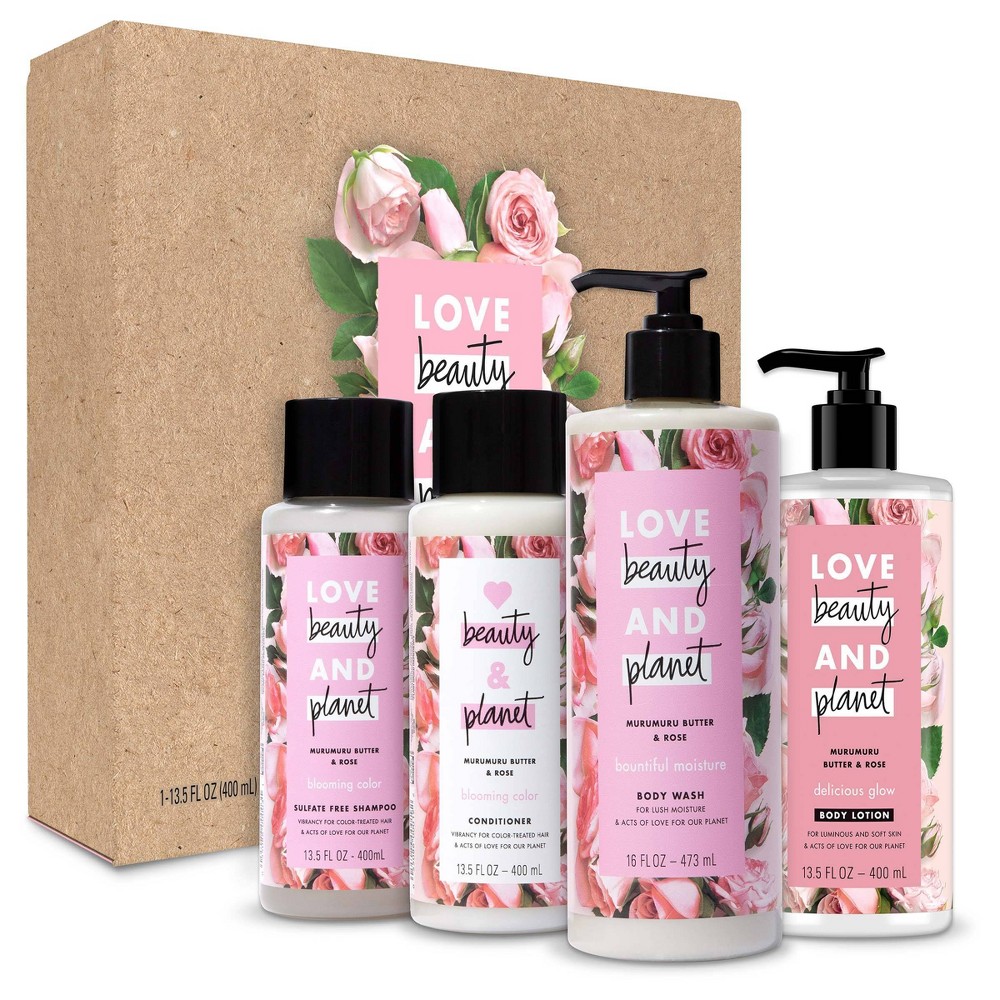 Love Beauty And Planet Gift Set Shampoo + Conditioner + Body Lotion And Body Wash 4ct/13.05 Fl Oz