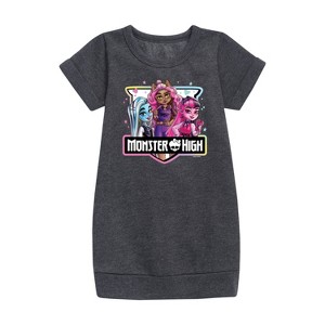 Girls' - Mattel - Girl Group Crest Graphic Short Sleeve Fleece Dress - 1 of 3