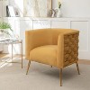 SEYNAR Mid-Century Modern Velvet Accent Chair, Gold Finish Barrel Chair for Living Room - 4 of 4