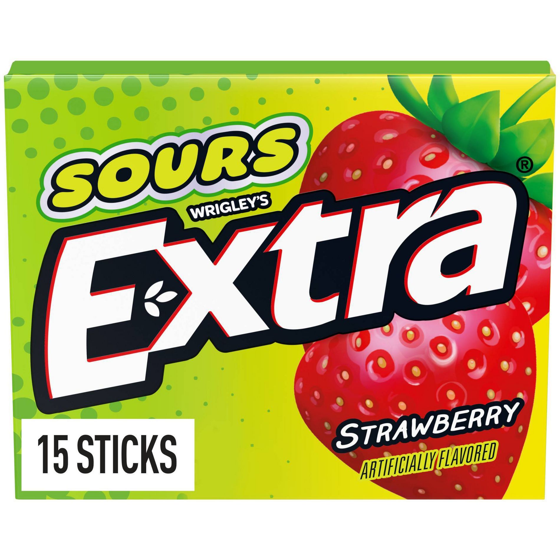 Extra Sour Strawberry Chewing Sticks - 15ct