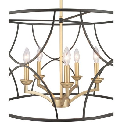 Landree Black Steel and Brass 5-Light Chandelier