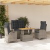 vidaXL Patio Dining Set with Cushions - 4 Piece PE Rattan Outdoor Reclining Chairs-Adjustable Bench and Lift-Up Table - 2 of 4