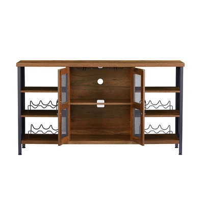 Wine Bar Cabinet, Liquor Glasses Industrial Coffee Bar Cabinet with Rack Sideboard Buffet Cabinet for Home Dining Room