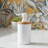 Evideco French Home Goods Elegant Soap Dispenser - Polyresin and Bamboo Design, Refillable Liquid Pump - 2 of 4