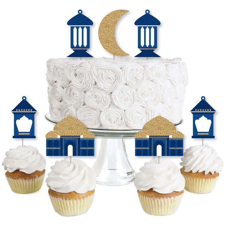 Big Dot of Happiness Ramadan - Dessert Cupcake Toppers - Eid Mubarak Clear Treat Picks - Set of 24, 1 of 9