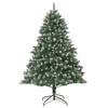 Aghana Digitals 70.9" Green & White Snow-Flocked PVC Christmas Tree with Hinged Branches, 32 Cones, - 2 of 4