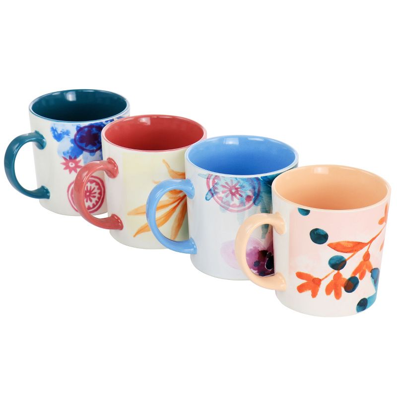 Spice by Tia Mowry Goji Blossom Fine Ceramic 4 Piece 17oz Mug Set in Multi Color, 2 of 8