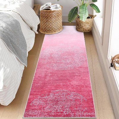 Washable Rugs Modern Abstract Semicircular Floral Print Area Rug Soft Touch Throw Carpet for Living Room Stain Resistant Throw Carpet