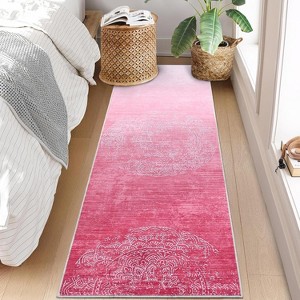 Washable Rugs Modern Abstract Semicircular Floral Print Area Rug Soft Touch Throw Carpet for Living Room Stain Resistant Throw Carpet - 1 of 4