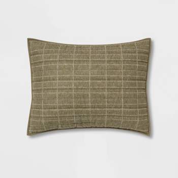 Standard Flannel Windowpane Quilt Sham Dark Green - Threshold™
