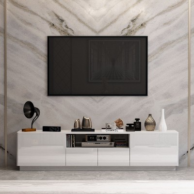 FUFU&GAGA High Gloss Finish TV Stand with Drawer Bottom Light Strip Entertainment Centre
