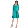 Womens Scoop Neck Three Quarter Sleeve Fit N Flare Knee Length Dress - 24seven Comfort Apparel™ - 2 of 4