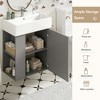 Vynxaria 21.6" Bathroom Vanities Gray Floating Vanity with Ceramic Basin & Left Side Storage 26.4"H - 3 of 4