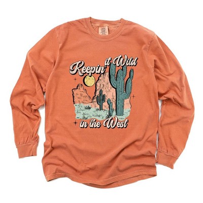 Simply Sage Market Women's Keepin It Wild Colorful Long Sleeve Garment Dyed Tee