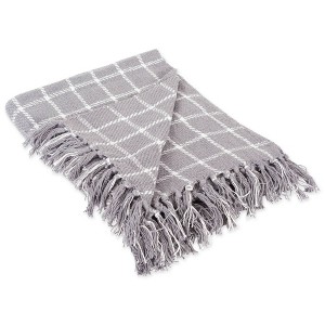 50"x60" Plaid Checked Throw Blanket Gray - Design Imports - 1 of 4
