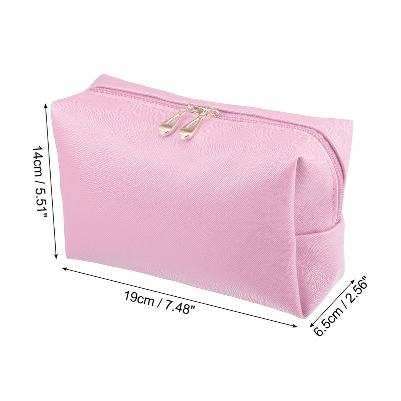 Unique Bargains PU Leather Waterproof Makeup Bag Cosmetic Case Makeup Bag for Women L Size Pink 1 Pcs, 4 of 7