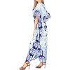 LA LEELA Women's Summer Batik Caftan House Dashiki Dress Kaftan Loungewear Nightshirts for Women Sleepwear Plus size 2X-3X Blue, Tie Dye Design - 2 of 3